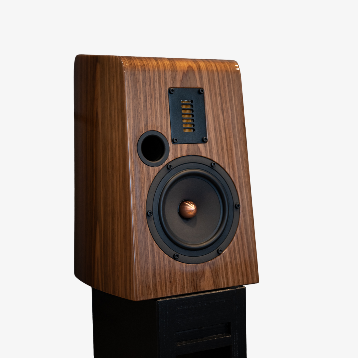 Enceinte bibliothèque Esprit Audio Stella avec tweeter AMT et haut-parleur 15 cm en finition bois élégant