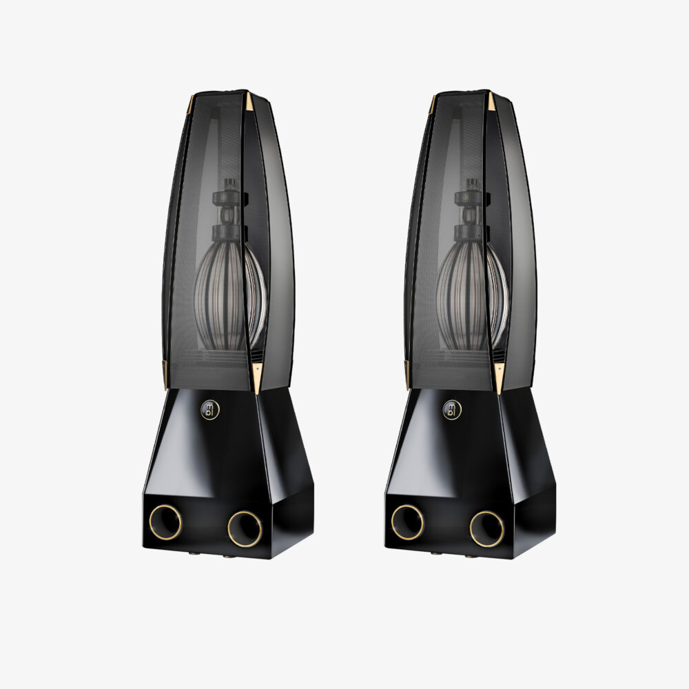 Enceintes MBL 101E MKII en finition noire avec design Radialstrahler
